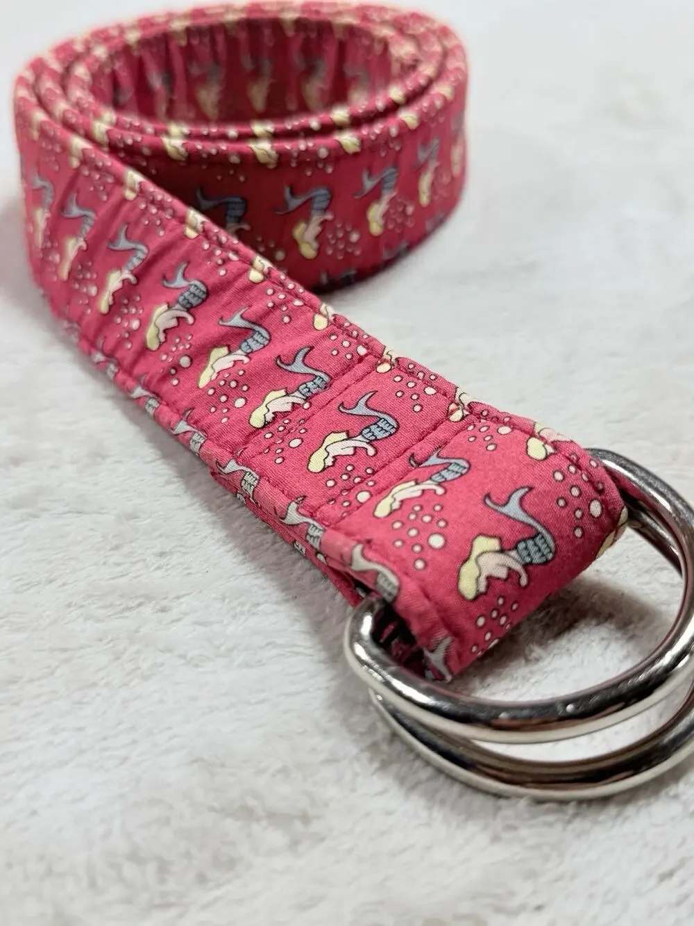 Vineyard Vines D-Ring Belt Womens Medium M Pink Mermaid Cotton Canvas Nautical